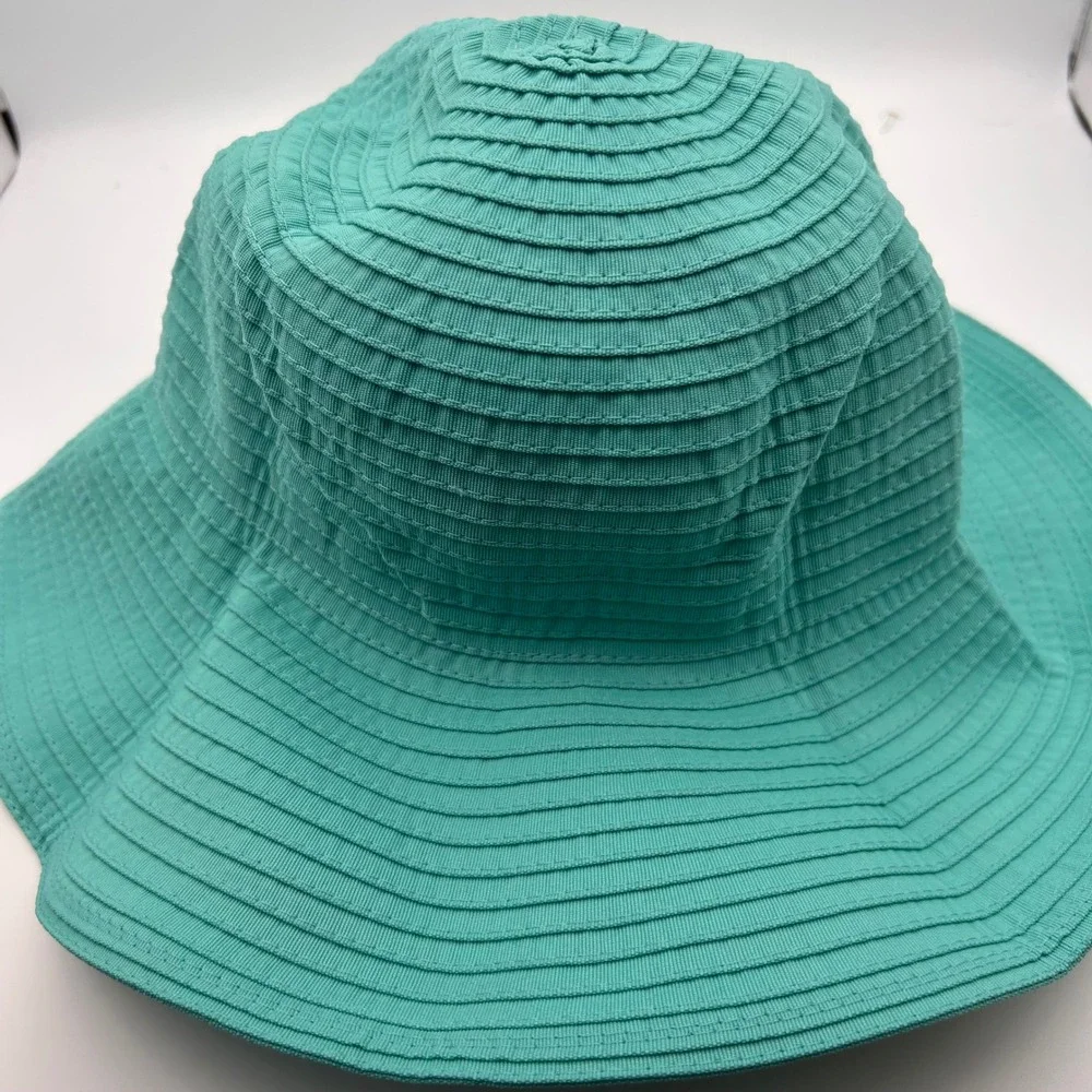 Sun N Sand Turquoise Teal Wide Brim Sun Hat UPF 50+ Packable Bow HH1482 G NEW